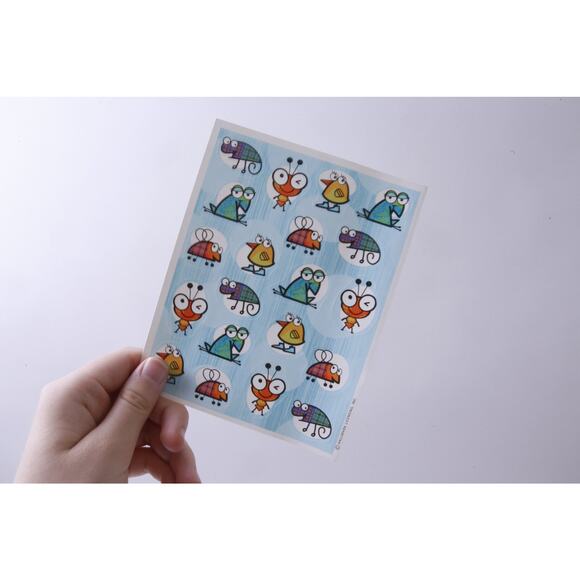 Funny, Bug, Ant, Bird, Frog, Animals, Nature, Animated, Sticker Sheet, Hallmark, - Picture 1 of 2